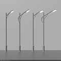 Modern Outdoor Street Lights With Gray Poles And Curved Arm Design