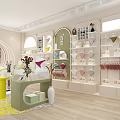 Modern Decor Store Interior With Arched Display Shelves Green Plants And Yellow Rug