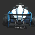 Blue And White Formula Race Car Featuring Spirit Logo And Aerodynamic Design