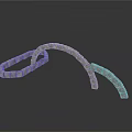 Gray Curved Chain With Small Square Links Abstract Artistic Design Element 3d model