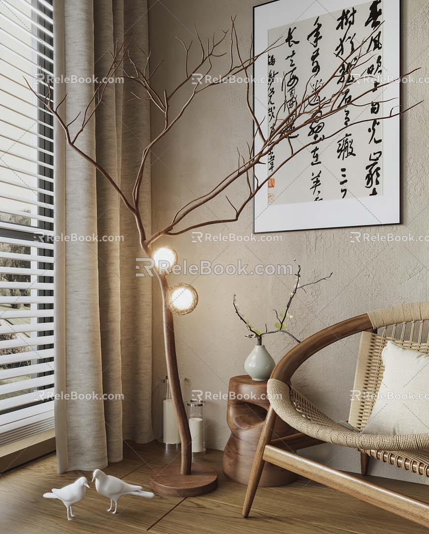 New Chinese Floor Lamp Zen Floor Lamp Dry Branch Floor Lamp Dead Branch Atmosphere Decorative Lamp Reading Lamp model