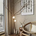 New Chinese Floor Lamp Zen Floor Lamp Dry Branch Floor Lamp Dead Branch Atmosphere Decorative Lamp Reading Lamp 3d model