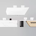 Modern Reception Desk Designs Featuring White Marble Wood And Geometric Shapes