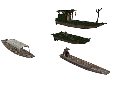 Various Types of Traditional Wooden Boats With Classic Designs And Handcrafted Features 3d model