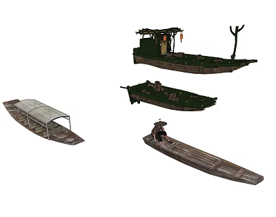 Various Types of Traditional Wooden Boats With Classic Designs And Handcrafted Features 3d model