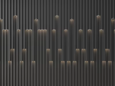 Dark Colored Wall With Vertical Stripes And Recessed Lights Creating Warm Glow In Modern Design 3d model
