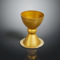 Golden Cup With Pedestal Base And Shiny Surface For Household Daily Use