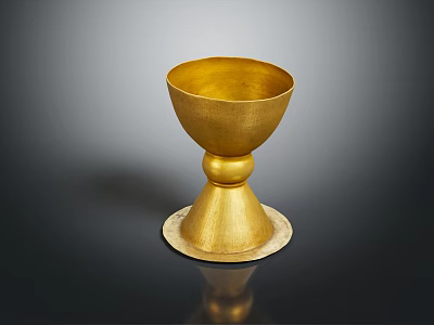 Golden Cup With Pedestal Base And Shiny Surface For Household Daily Use 3d model