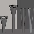 Unique Modern Style Floor Standing Outdoor Lights Four Different Black Gray Designs 3d model