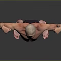Shirtless Man Flexing Muscles In Black Underwear Against Gray Background