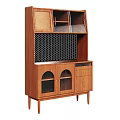 Modern Wooden Sideboard With Mesh Panel Glass Door Drawer And Open Shelf For Dining Room