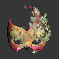 Dragon Fruit Shaped Decorative Sculpture Adorned With Green Vines And Leaves With Reflection