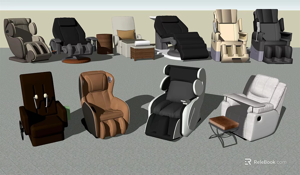 Stylish Massage Chairs With Different Colors Modern Designs And Ergonomic Features 3d model 