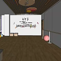 Dance Fitness Training Studio With Wooden Floor Colorful Exercise Balls And Barres