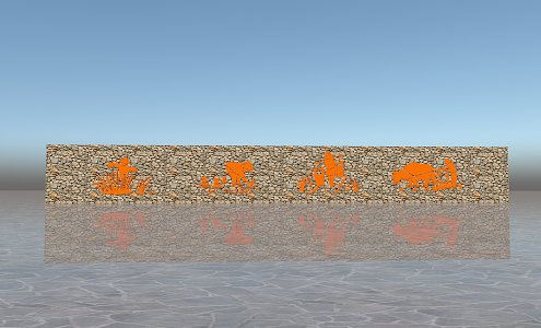 Rural farming culture landscape wall 3d model