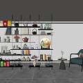 New Ornaments Combination Bookshelf Bookcase Teapot 3d model