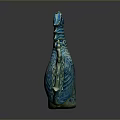 Sculpture Carving Of Phoenix Shaped Artwork With Blue Green Hue And Swirling Feathers