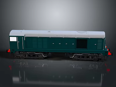 Dark Green Model Train Carriage With White Roof And Detailed Wheels 3d model