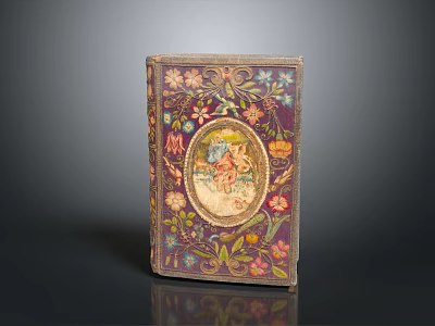 Vintage Ornate Book With Colorful Floral Patterns And Intricate Oval Decoration 3d model