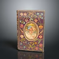 Vintage Ornate Book With Colorful Floral Patterns And Intricate Oval Decoration