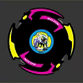 Battle Top Weapon With Black Body Purple Yellow Accents And Colorful Center Design