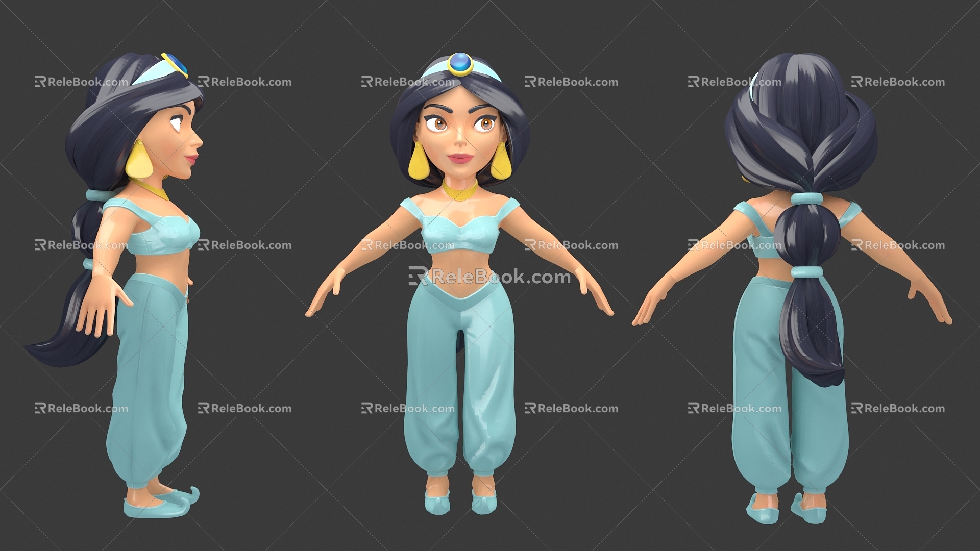 Modern Anime Characters Princess Jasmine Cartoon Princess 3d model