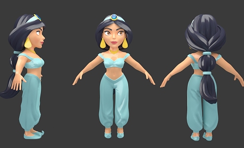 Modern Anime Characters Princess Jasmine Cartoon Princess 3d model