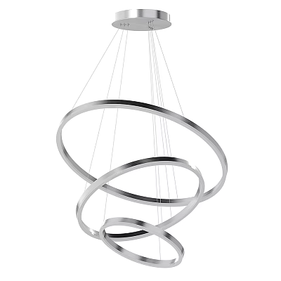 Modern Hanging Chandelier With Silver Circular Rings Design 3d model