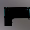 Black Entertainment Desk With Blue LED Strip Lights And Red Accents Modern Design