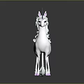 White Unicorn with Purple Horn and Pink Hooves Flowing Mane and Tail Magical Creature Design