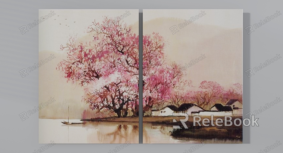 New Chinese Style Hanging Painting Landscape in Jiangnan model