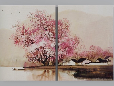 New Chinese Style Hanging Painting Landscape in Jiangnan model