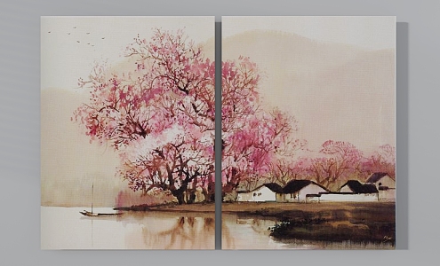 New Chinese Style Hanging Painting Landscape in Jiangnan 3d model