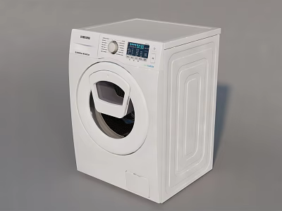 Liebherr White Front Loading Washing Machine With Digital Display And Control Panel 3d model