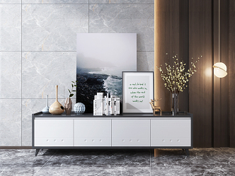 Modern TV Cabinet Simple Solid Wood TV Cabinet Ornaments Combination 3d model