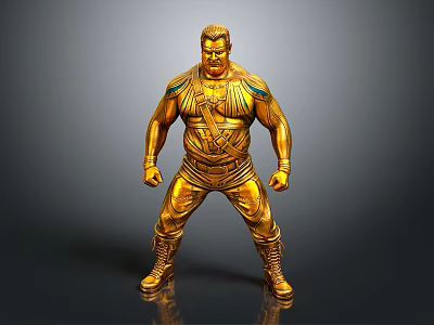 Muscular Male Character Golden Statue With Detailed Design And Shiny Surface 3d model
