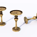 Vintage Brass Candle Holders With Decorative Stem And Tray Set Of Three