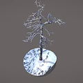 Wooden Tree Trunk Ornament With Snow Covered Stone Base 3d model