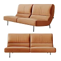 Modern Orange Two Seater Sofa With Fabric Upholstery And Slim Black Legs