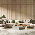 New Chinese Style Sofa Coffee Table Combination Furniture Sofa Coffee Table Combination 3d model