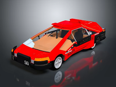 Shiny Red Model Car With Open Doors And Visible Interior Structure 3d model