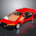 Shiny Red Model Car With Open Doors And Visible Interior Structure 3d model