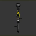 Unique Yellow Mountain Bike Featuring Black Seat Large Wheel And Red Components