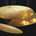 Elegant Modern Golden Oval Pendant Light With Multiple Hanging Discs Design 3d model