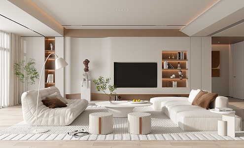 modern living room cream living room 3d model