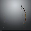 Traditional Wooden Bow And Arrow Display As Classic Hunting Weapon On Dark Background