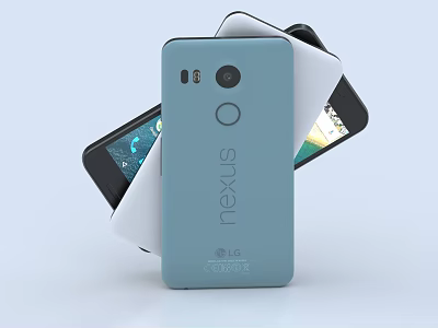 Nexus Smartphones Stacked With Light Blue White Black Back Design Camera Lens And Logo 3d model