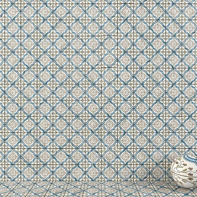 Repeating Blue Beige Geometric Pattern Decorative Component For Interior 3d model