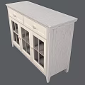 Elegant White Wooden Cabinet With Glass Doors And Drawers For Home Decor