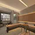 Stylish Modern Bubble Tea Shop Interior Design With Wooden Walls Long Tables And Green Plants
